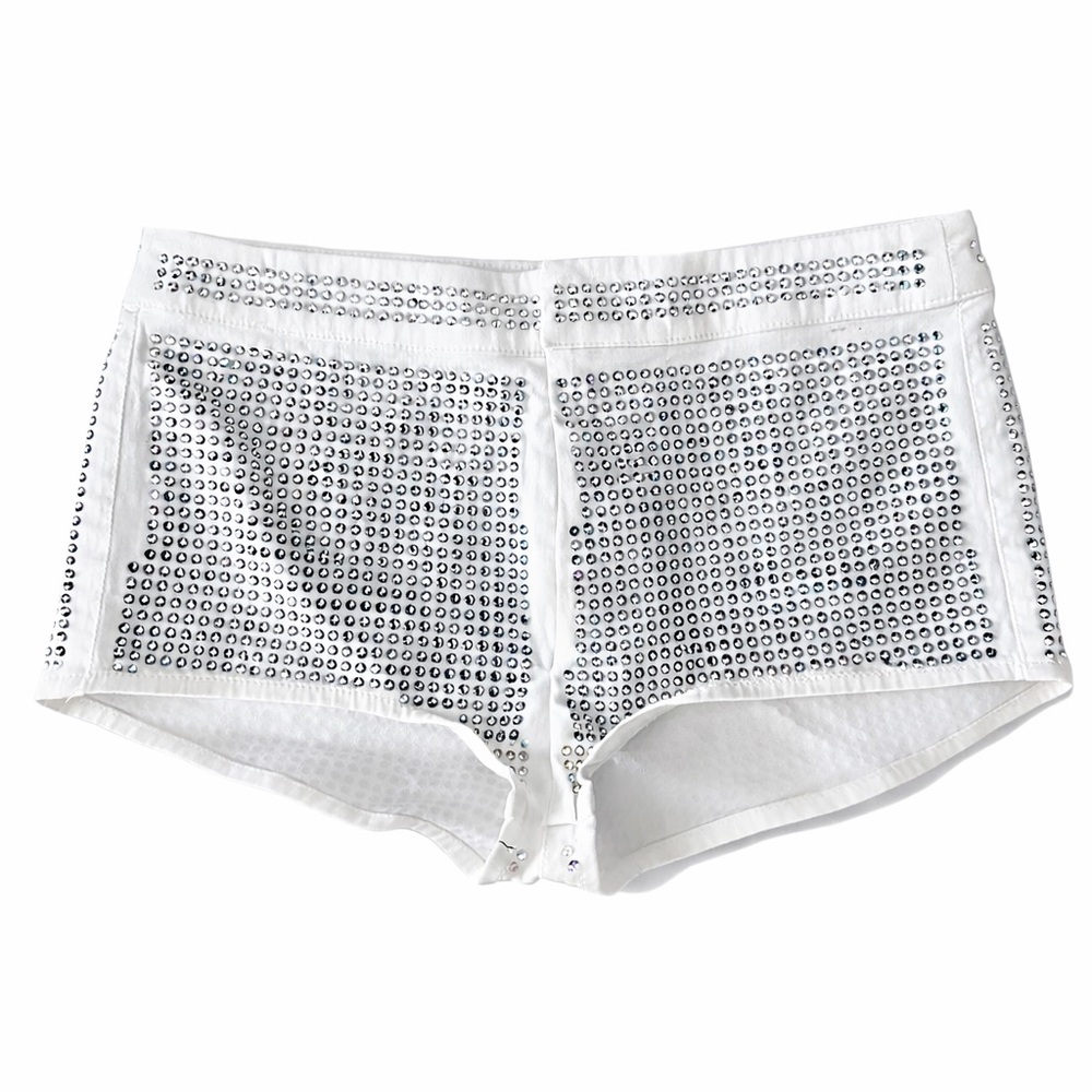 Dolce and Gabbana D&G White Swarovski Crystal Rhinestone Embellished Hot Shorts